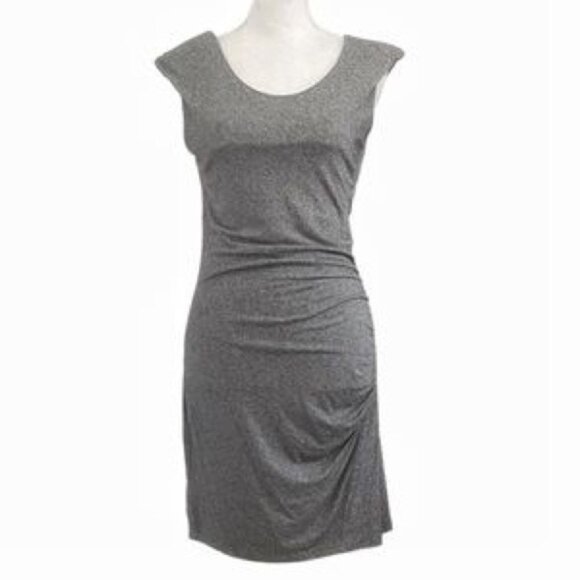 Sandro Heathered Grey Ruched Short Sleeve Jersey Mini  Dress size 8 / L - Picture 3 of 11